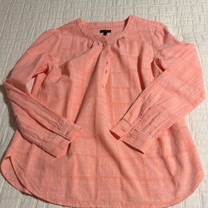 Talbots Peachy Coral Long-Sleeve Henley Blouse